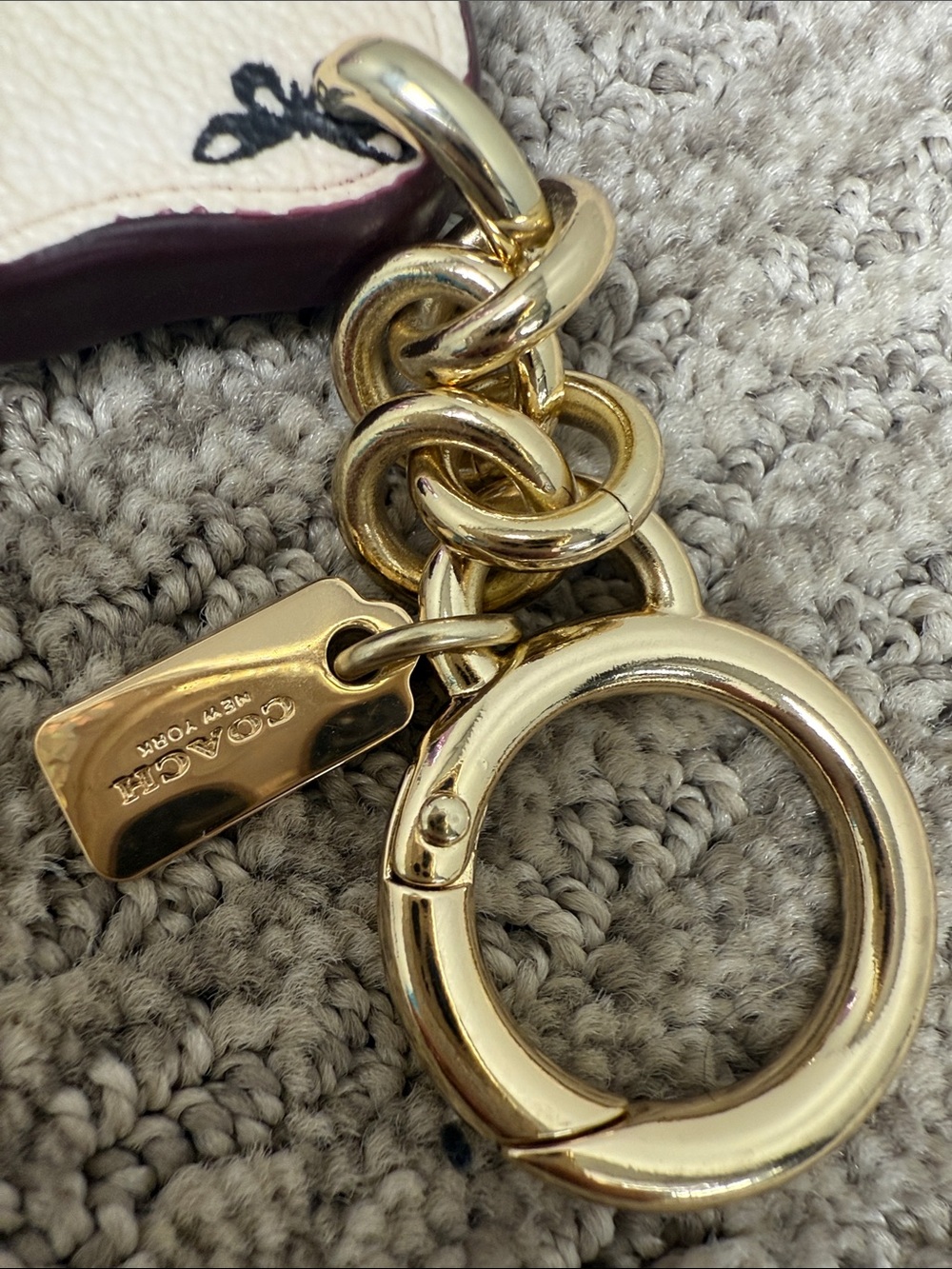 Coach White Butterfly Print Key Chain with Black Motif- NWOT - Picture 2 of 7